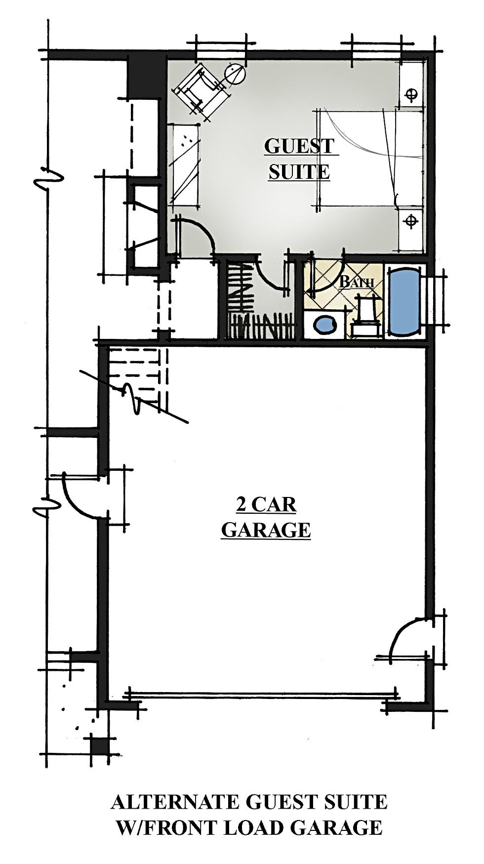 model c optional suite front garage